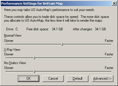 The Performance Settings dialogs.