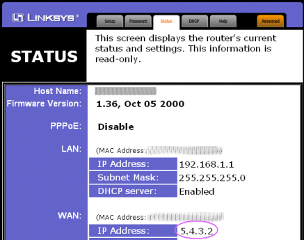 router status page